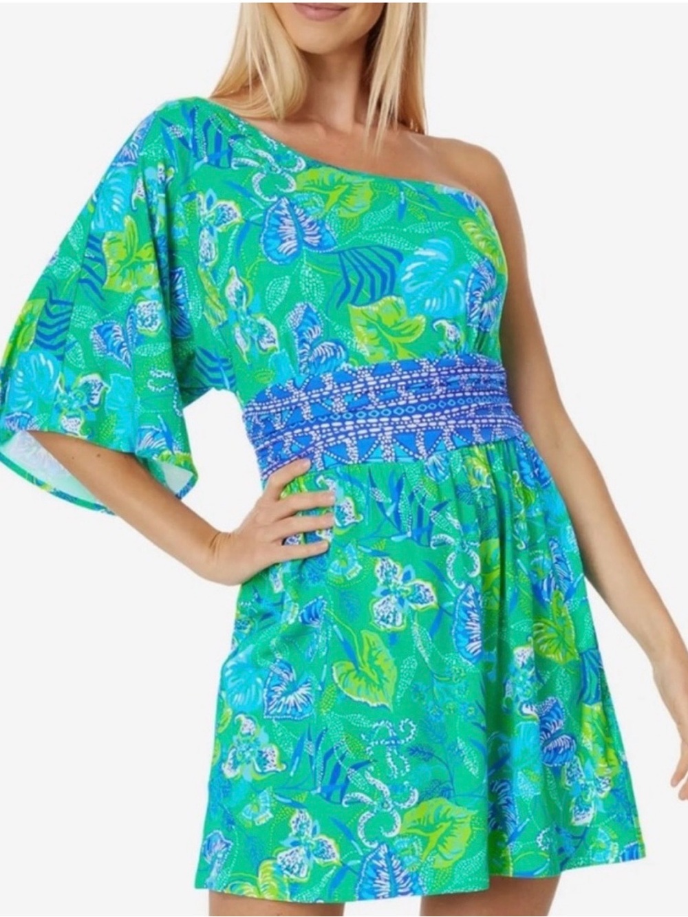 NWT Lilly Pulitzer Niki one-shoulder skirted Romper size 0